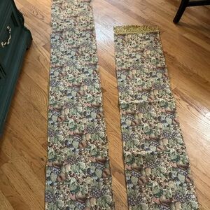 Floral Tapestry Table Runner Set lined very heavy, fruit decor with fringe